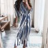 2024 autumn European and American women's clothing foreign trade INS new sexy printed V-neck pleated irregular strap dress