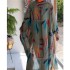 Middle Eastern women's clothing 2024 autumn loose new fashion cotton and linen printed long cardigan casual wide leg pants two-piece set