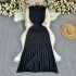 2024 Summer European and American socialite's gold style slim fit and slimming short sleeved knitted dress, fishtail long skirt, feminine and fashionable