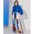 Spot European and American Cross border Women's Clothing 2024 New Style Loose Commuting Blue Top High Waist Wide Leg Pants Set