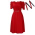 D490 Amazon Foreign Trade Women's Summer New Style Fashionable and Elegant V-neck Folded Large Swing Skirt Foreign Trade Dress