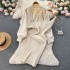 Autumn and winter small fragrance style socialite knitted suit women's short sweater shawl jacket+suspender dress two-piece set