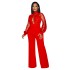 X6053 Cross border AliExpress Amazon Europe and America Fashion Women's Wear Hollow Perspective Long Sleeve Pants with Strap Up jumpsuit