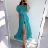 Independent cross-border European and American women's clothing 2024 autumn new item solid color temperament high waist mid length shirt dress