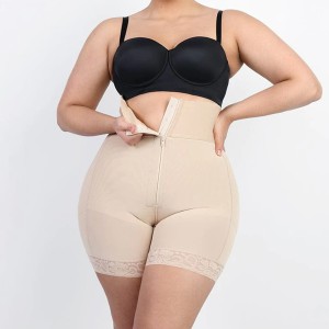 24 years ago, a zipper style 3-bone wide elastic high waisted cinched hip lifting pants with butt lifter body shaping jumpsuit