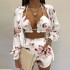 2024 autumn cross-border European and American women's clothing independent station new sexy printed camisole shirt shorts three piece set for women