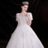 Main Wedding Dress Bridal 2024 New Style Large Tailed Female Short French Heavy Industry Summer One Shoulder Palace Style