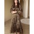 European and American Amazon women's clothing 2024 autumn high-end elegant style loose leopard print dress slit long skirt