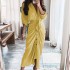 2024 autumn European and American women's clothing foreign trade INS new sexy printed V-neck pleated irregular strap dress