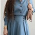 Foreign trade spot women's clothing 2024 autumn new item linen fashion solid color loose long sleeved shirt half skirt two-piece set