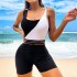 New one-piece bikini for European and American foreign trade, Amazon cross-border color blocking splicing, one shoulder fashionable and sexy swimsuit