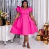 Large size design, niche dress, enlarged and enlarged, high waist, slimming A-line skirt, birthday dress