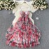 Spring Blossoms Series Holiday Dress Women's Summer Dress High end Women's Dress Sexy Bundle Waist Mid length Strap Skirt