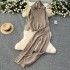 Lazy style Fried Dough Twists knitting suit loose and versatile hooded pullover sweater+high waist casual wide leg pants for women in autumn and winter