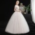 One shoulder wedding dress 2024 new bride knot Korean version princess simple and even floor studio shoulder wrapped fairy style wedding dress