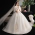 Main wedding dress French Hepburn light 2024 new bride simple V-neck outdoor veil plus size wedding dress covers arms super fairy