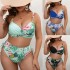 2024 European and American new women's plus size split bikini digital small fresh printed hard bag Amazon swimsuit women