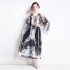 2024 V-neck printed chiffon print dress