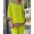 2023 new European and American cross-border women's loose oversized casual round neck top, shirt, straight leg pants set in stock