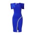 D380 Cross border Women's 2023 Summer New Short sleeved Bag Hip Tight Style Tong Le Fork Bright Edge Foreign Trade Dress