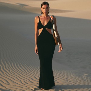 European and American style 2024 summer new long skirt backless skirt sexy ball dress sleeveless suspender dress for women