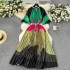 European plus size women's clothing with high-end printing, heavy nail bead pleating, long dress, pleated skirt, elegant dress for women