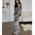 European and American cross-border spot women's clothing 2024 new fashion romantic French floral print long sleeved dress long skirt