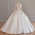 French Wedding Dress 2024 New Summer Bridal Long Sleeve Heavy duty V-neck Satin High Quality Texture Palace Main Wedding Dress