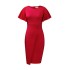 D311 Foreign Trade Women's Clothing 2024 Summer New Style Solid Color High Waist Temperament Commuter Lotus Sleeve Office European and American Dress