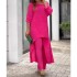 Spot European and American plus size women's clothing 2023 new fashion cotton and linen loose irregular long sleeved top two-piece set