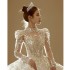 Long sleeved wedding dress 2024 new bride French retro light luxury niche high-end travel photography big tail main veil female