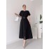 European and American Foreign Trade Spot Women's Skirts 2024 Spring/Summer New Collection Solid Color Fashion Chest Fold Strap Dress Long Skirt