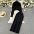 Mirad style high-end fashion knitted suit women's autumn and winter short knitted cardigan top+mid length skirt