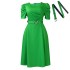 D490 Amazon Foreign Trade Women's Summer New Style Fashionable and Elegant V-neck Folded Large Swing Skirt Foreign Trade Dress