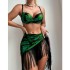 2024 new European and American bikini sexy printed tassel skirt style three piece swimsuit women's cross-border foreign trade bikini