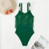 2024 new European and American tassel suspender hollow swimsuit sexy gathering bikini multi-color chain one-piece swimsuit for women