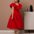 D367 European and American women's clothing independent station summer fashion temperament ruffled hem large skirt banquet dress cross-border dress