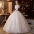 Champagne Wedding Dress, Bridal Immortal Charm 2024 New French Style Super Flash Large Size Autumn/Summer Short Sleeves Cover Thick Arms