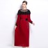 2024 high-end socialite Fan Heavy Industry studded pearl dress, elegant lady Fan lantern sleeve pleated loose long skirt