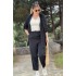 European and American Foreign Trade Spot Women's Set 2024 Spring/Summer New Fashion Loose Long Sleeve Shirt Strap Casual Nine Leg Pants