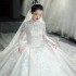 Long sleeved French light main wedding dress 2024 new summer bride wedding temperament dreamy palace starry sky trailing wedding dress