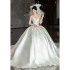 Satin strapless wedding dress 2024 new summer bride with high-end texture, large tail, small stature, French main yarn