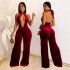 C7101 Cross border AliExpress Amazon Independent Station European and American Fashion Women's Clothing Sexy Deep V Large Open Back High Waist Leisure