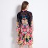 Original Spot | 2024 Spring New Fresh Flower Ear Edge Standing Collar Lantern Sleeve Printed Dress