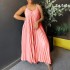 Amazon Cross border Women's Wear 2024 Summer New Style Strap Fold Sexy Fashion A-line Skirt Long Skirt African Dress