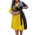 D396 African plus size women's clothing 2023 new fashionable temperament color blocking strap pleated skirt elegant foreign trade dress