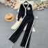 Socialite's high-end casual knitted fashion suit for women's autumn and winter loose long sleeved shirt+high waisted hanging pants