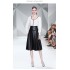 Real time shooting of socialite knitted sweater+high waist slimming leather skirt two-piece set