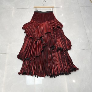 Glossy, elegant, irregular patchwork, hundred fold skirt, big swing, long skirt, half body skirt, slimming A3 # 8938