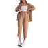 Spot European and American women's set 2023 autumn loose casual fashion long sleeved shirt with tie up cropped pants two-piece set